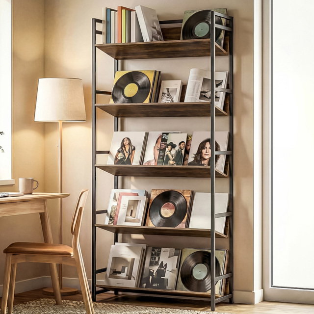 Portland 5 Shelf Rustic Brown Anti Slip Bookcase - Wilko - image 1