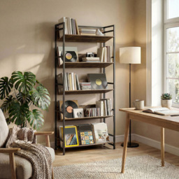 Portland 5 Shelf Rustic Brown Anti Slip Bookcase - Wilko - thumbnail 4