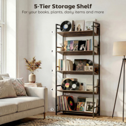 Portland 5 Shelf Rustic Brown Anti Slip Bookcase - Wilko - thumbnail 5