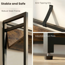 Portland 5 Shelf Rustic Brown Anti Slip Bookcase - Wilko - thumbnail 7