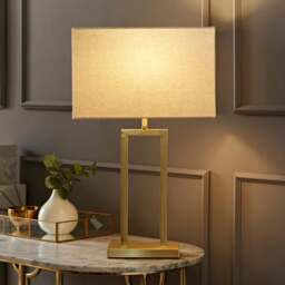 ValueLights Gloria Gold Double Stem Metal LED Table Lamp with Rectangular Lamp Shade - Size: 52 x 31 x 18.5cm - Wilko - thumbnail 3