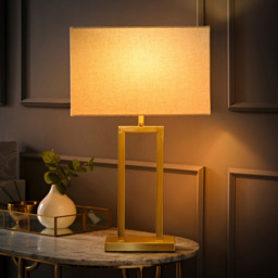ValueLights Gloria Gold Double Stem Metal LED Table Lamp with Rectangular Lamp Shade - Size: 52 x 31 x 18.5cm - Wilko - thumbnail 7