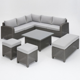 Home Detail Hadley 9 Seater Dark Grey Rattan Corner Garden Sofa Set with Rising Table - Wilko - thumbnail 3