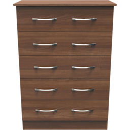 Crowndale Avon 5 Drawer Noche Walnut Chest of Drawers - Wilko - thumbnail 4