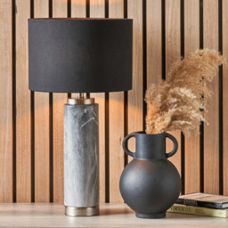 Pacific Lifestyle Carrara Grey Marble Effect Ceramic Tall Table Lamp - Wilko - thumbnail 3
