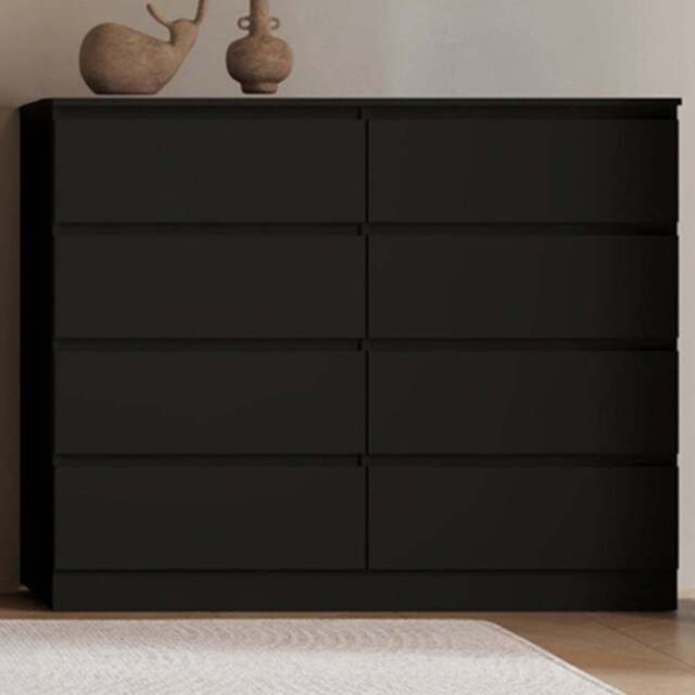 Seconique Malvern 8 Drawer Black Chest of Drawers - Wilko - image 1