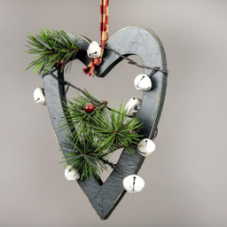 Shatchi Green Heart Wooden Hanging Christmas Decoration 30cm - Size: 30 x 10 x 4cm - Wilko - thumbnail 4