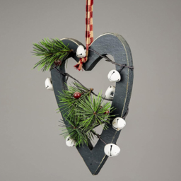 Shatchi Green Heart Wooden Hanging Christmas Decoration 30cm - Size: 30 x 10 x 4cm - Wilko - thumbnail 3