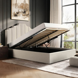 Flair Margot Double Beige Fabric Ottoman Bed - Cream - Wilko - thumbnail 6