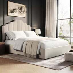 Flair Margot Double Beige Fabric Ottoman Bed - Cream - Wilko - thumbnail 1