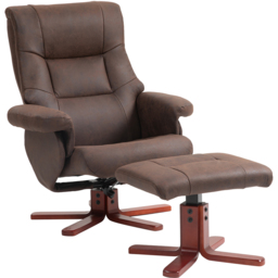 HOMCOM Dark Brown Leather Upholstered Recliner Chair with Footstool - Size: Single - Wilko - thumbnail 3