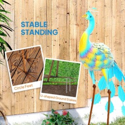 Outsunny Multicolour Metal Peacock Garden Ornament with Stake - Size: 83 x 40 x 43cm - Wilko - thumbnail 7