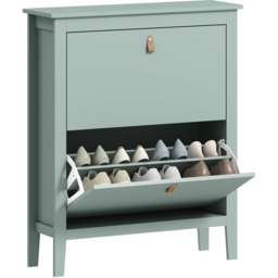 HOMCOM 2 Flip Down Drawer Green Shoe Cabinet - Size: 95.5 cm x 24 x 80cm - Wilko - thumbnail 3