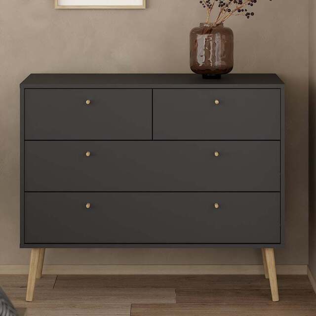 Florence Cumbria 4 Drawer Dark Grey Chest of Drawers - Furniture to Go - Wilko - image 1