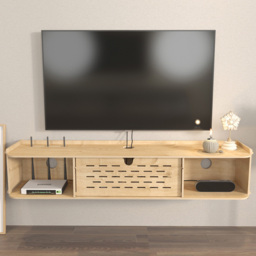 Decorotika Sima Single Door 2 Shelf MDF TV Unit - Size: 19.5 x 116.5 x 22cm - Brown - Wilko - thumbnail 1