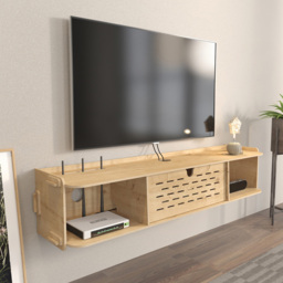 Decorotika Sima Single Door 2 Shelf MDF TV Unit - Size: 19.5 x 116.5 x 22cm - Brown - Wilko - thumbnail 5