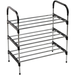 Living and Home 3-Tier Black Metal Shoe Rack - Size: 30 x 60 x 63cm - Wilko - thumbnail 1