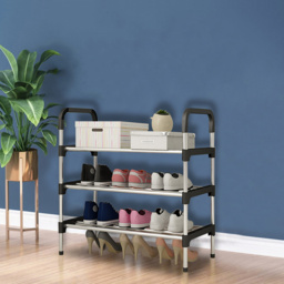 Living and Home 3-Tier Black Metal Shoe Rack - Size: 30 x 60 x 63cm - Wilko - thumbnail 7