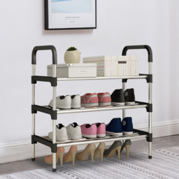 Living and Home 3-Tier Black Metal Shoe Rack - Size: 30 x 60 x 63cm - Wilko - thumbnail 3