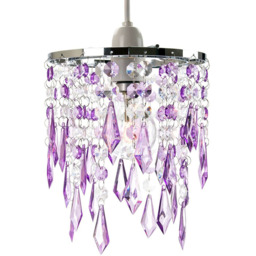 Happy Homewares Modern Waterfall Design Clear and Purple Acrylic Drops and Beads Pendant Shade - Size: 22 x 16 x 16cm - Wilko - thumbnail 3