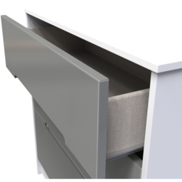 Crowndale Monaco 3 Drawer Grey Gloss and White Deep Chest of Drawers Ready Assembled - Grey Gloss & White - Wilko - thumbnail 7