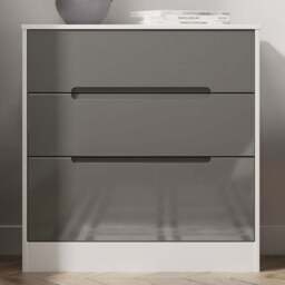 Crowndale Monaco 3 Drawer Grey Gloss and White Deep Chest of Drawers Ready Assembled - Grey Gloss & White - Wilko - thumbnail 1