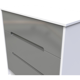 Crowndale Monaco 3 Drawer Grey Gloss and White Deep Chest of Drawers Ready Assembled - Grey Gloss & White - Wilko - thumbnail 6