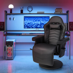 Costway Black Electric Massage Gaming Chair with Cup Holder - Size: 100 x 65 x 44cm - Wilko - thumbnail 5