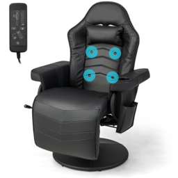 Costway Black Electric Massage Gaming Chair with Cup Holder - Size: 100 x 65 x 44cm - Wilko - thumbnail 4