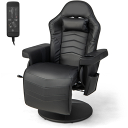 Costway Black Electric Massage Gaming Chair with Cup Holder - Size: 100 x 65 x 44cm - Wilko - thumbnail 3