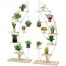 Costway 8 Tier White Curved Half Moon Shape Wooden Plant Stand - Size: 94 x 58 x 8cm - Wilko - thumbnail 4