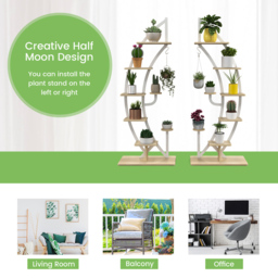 Costway 8 Tier White Curved Half Moon Shape Wooden Plant Stand - Size: 94 x 58 x 8cm - Wilko - thumbnail 6