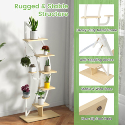 Costway 8 Tier White Curved Half Moon Shape Wooden Plant Stand - Size: 94 x 58 x 8cm - Wilko - thumbnail 7