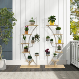 Costway 8 Tier White Curved Half Moon Shape Wooden Plant Stand - Size: 94 x 58 x 8cm - Wilko - thumbnail 5