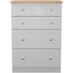 Crowndale Sussex 4 Drawer Grey Ash and Bardolino Oak Deep Chest of Drawers Ready Assembled - Grey Ash & Bardolino Oak - Wilko - thumbnail 3