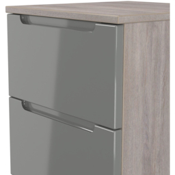 Crowndale Milan 2 Drawer Grey Gloss and Grey Oak Compact Bedside Cabinet Ready Assembled - Grey Gloss & Grey Oak - Wilko - thumbnail 6