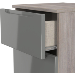 Crowndale Milan 2 Drawer Grey Gloss and Grey Oak Compact Bedside Cabinet Ready Assembled - Grey Gloss & Grey Oak - Wilko - thumbnail 7