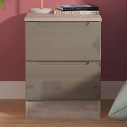 Crowndale Milan 2 Drawer Grey Gloss and Grey Oak Compact Bedside Cabinet Ready Assembled - Grey Gloss & Grey Oak - Wilko - thumbnail 1