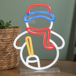 Samuel Alexander Multicolour LED Snowman Table Top Neon Sign 24 x 19cm - Size: 24 x 19 x 2cm - Multi-Coloured - Wilko - thumbnail 5