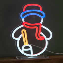 Samuel Alexander Multicolour LED Snowman Table Top Neon Sign 24 x 19cm - Size: 24 x 19 x 2cm - Multi-Coloured - Wilko - thumbnail 6