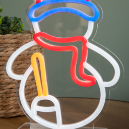 Samuel Alexander Multicolour LED Snowman Table Top Neon Sign 24 x 19cm - Size: 24 x 19 x 2cm - Multi-Coloured - Wilko - thumbnail 4