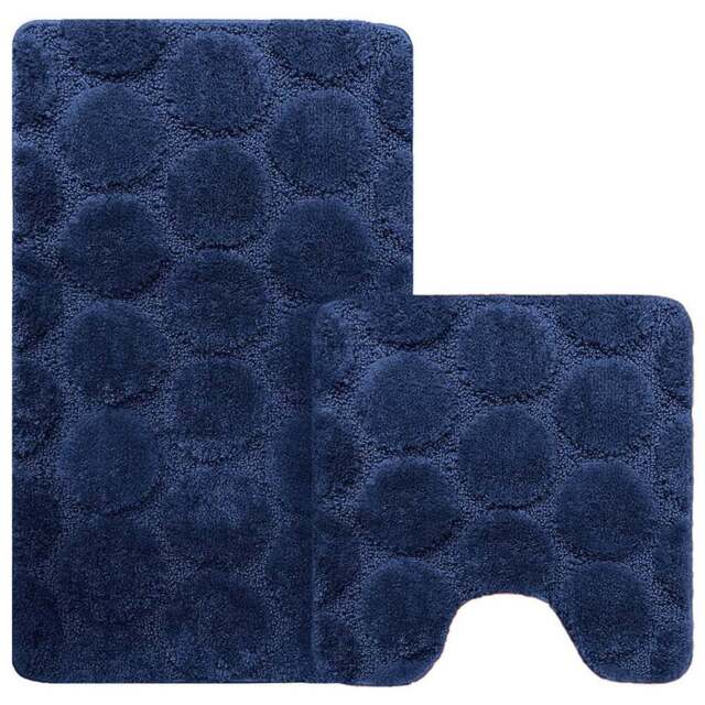 Velosso Cobla Navy Bath Mat Set - Size: 50 x 80 x 1cm - Blue - Wilko - image 1
