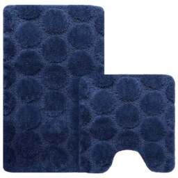 Velosso Cobla Navy Bath Mat Set - Size: 50 x 80 x 1cm - Blue - Wilko - thumbnail 1