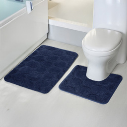 Velosso Cobla Navy Bath Mat Set - Size: 50 x 80 x 1cm - Blue - Wilko - thumbnail 3