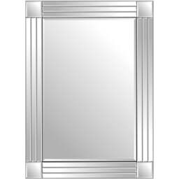 Milton Square Corner Bevelled All Glass Wall Mirror 100 x 70cm - Black - MirrorOutlet - Wilko