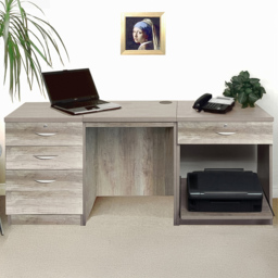R White Cabinets 4 Drawer Grey Set-08 Desk with Printer Shelf - Size: 72.8 x 167.9 x 54cm - Wilko - thumbnail 1