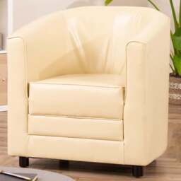Artemis Home Aspen Cream Faux Leather Tub Chair - Size: Single - Wilko