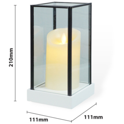 Xmas Haus Hurricane Glass Candle Holder with LED Candle 21 x 11cm - Size: 11 x 11 x 24cm - Multi - Wilko - thumbnail 6