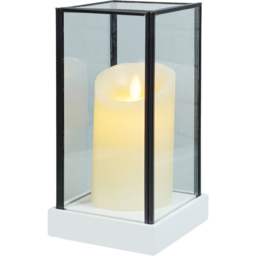 Xmas Haus Hurricane Glass Candle Holder with LED Candle 21 x 11cm - Size: 11 x 11 x 24cm - Multi - Wilko - thumbnail 3