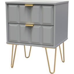 Crowndale Cube 2 Drawer Dusk Grey Bedside Table Ready Assembled - Wilko - thumbnail 3